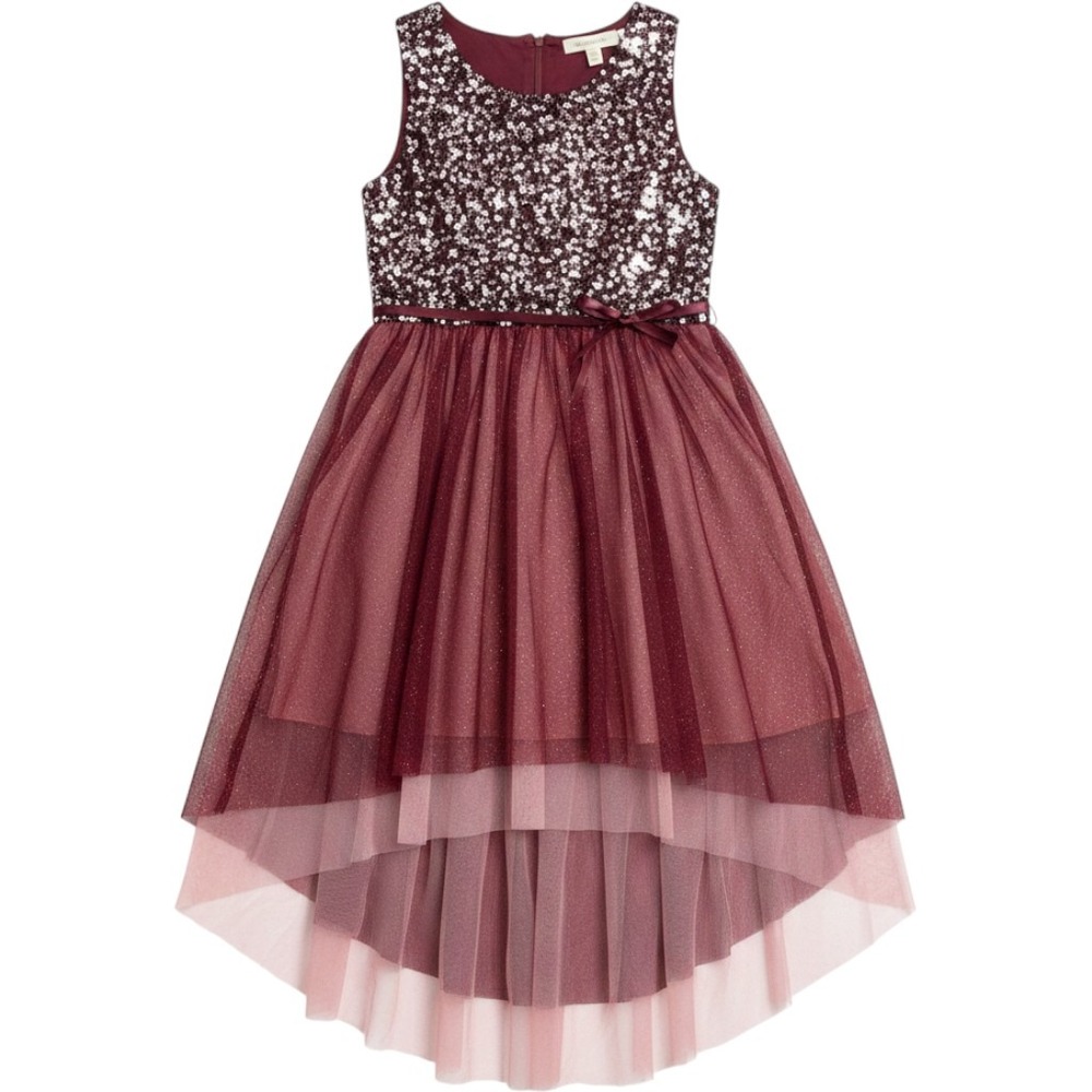 My Michelle Girls 16 Burgundy Sequin High Low Formal Dress NWT 8762ZP1G Party